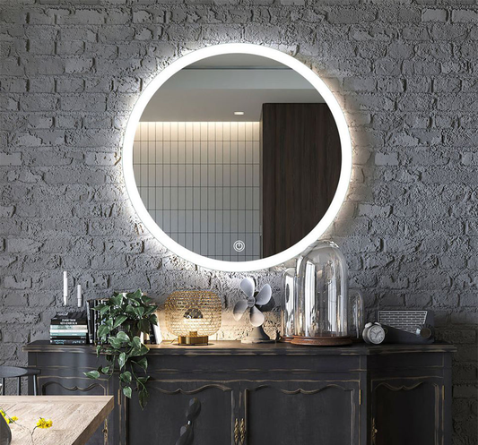 Smart Round Touch LED Mirror with Light Illuminated Wall Mounted Bathroom Mirror with Anti Fog & Dimmer Touch Switch Mirror, Waterproof Circle Lighted Vanity Mirror