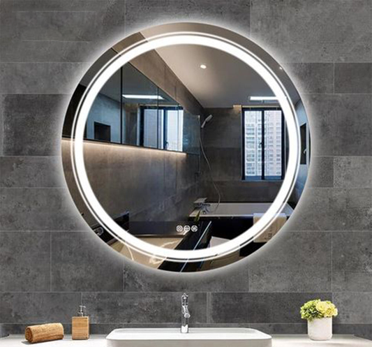Smart Round Touch LED Mirror with Light Illuminated Wall Mounted Bathroom Mirror with Anti Fog & Dimmer Touch Switch Mirror, Waterproof Circle Lighted Vanity Mirror